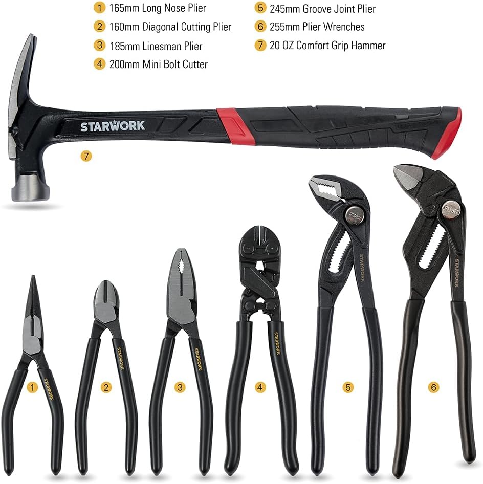 STARWORK TRUE MECHANIC 306-Piece Mechanics Tool Set and Socket Set, Comprehensive Tool Kit, Automotive Repair Tool Set, 【Pliers Wrench】, Professional