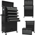 13-Drawer Rolling Tool Chest,Large Toolbox with Wheels, Tool Cabinets with Drawers, Top Detachable Tool Box with Hooks Handles for Workshop Mechanical Garage - Black
