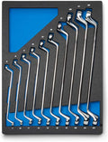 Capri Tools 75-Degree Deep Offset Double Box End Wrench Set, 6 to 24 mm, Metric, 10-Piece with Mechanic's Tray
