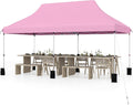 Tangkula 10x20 Ft Pop Up Canopy, Instant Setup Tent with 6 Sandbags, 12 Stakes & 6 Ropes, UPF 50+ Portable Outdoor Canopy Tent with Carrying Bag for Camp, Beach, Patio (Pink)