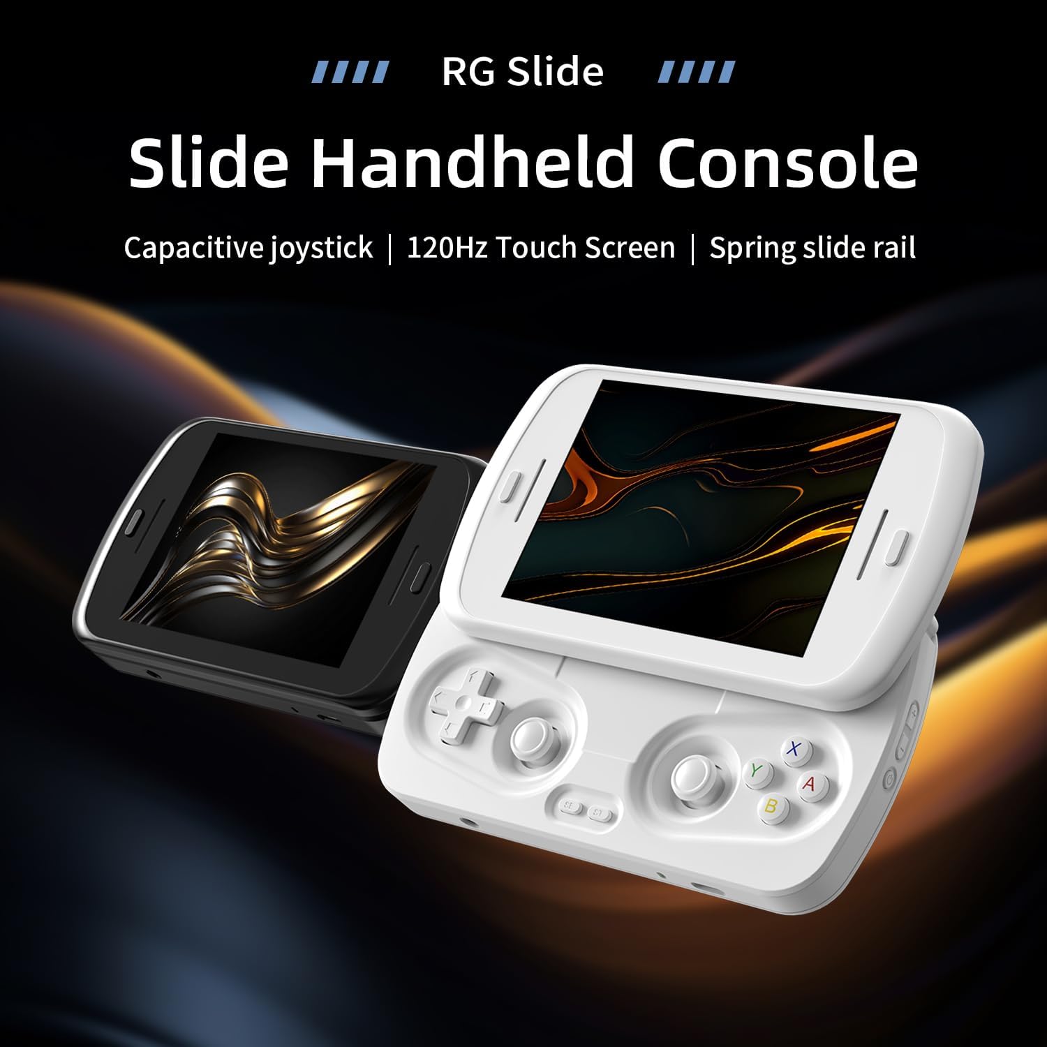 Anbernic RG Slide Handheld Game Console RG Slide 4.7-inch LTPS In-Cell Screen No Card Retro Game Console Unisoc T820 Portable Arcade Video Gaming Console Support AI WiFi Bluetooth HD and TV Output White