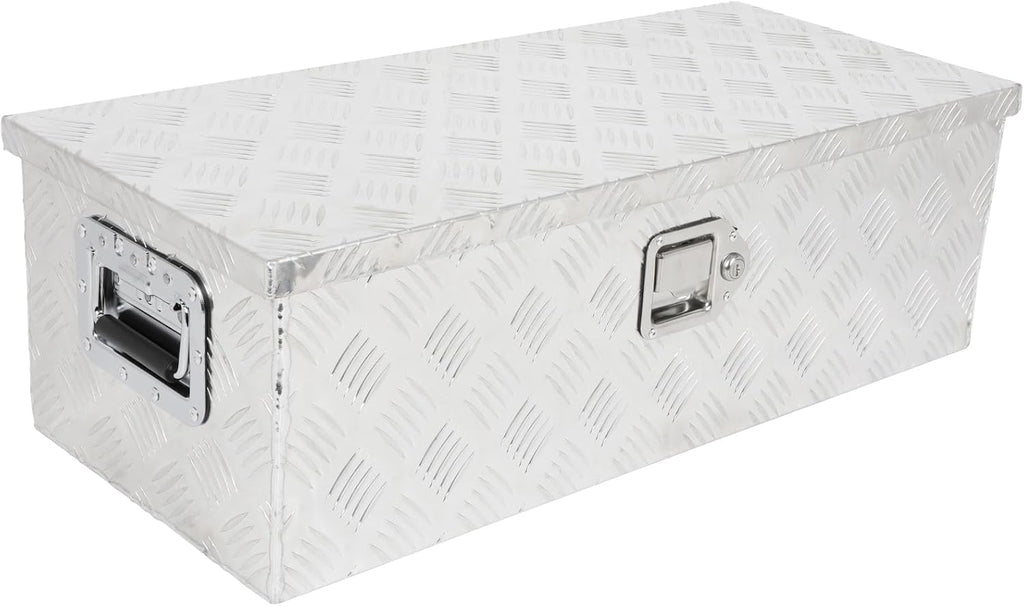 SCITOO 30 Inch Heavy Duty Truck Bed Tool Box,Aluminum Crossover Diamond Plate Storage for Most Full Size Pickups,Lockable Weatherproof Chest,Fits 30' Truck Beds,Easy Access to Load and Unload