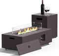 Jocoevol 42in Fire Pit Table Propane Fire Pit 2 Piece Rectangular Gas Fire Pits 50,000 BTU with Wind Guard Propane Tank Cover Table Lava Rocks for Outdoor Outside Patio