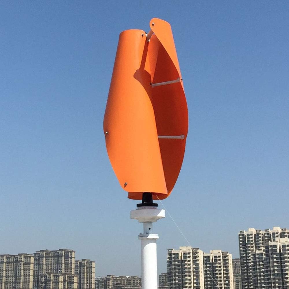 600W Vertical Wind Turbine Permanent Magnet Generator 3 Phase 12V 24V 48V Vertical Axis Coreless Wind Power (12V with Controller, Orange)