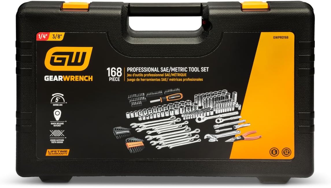 GEARWRENCH 168 Piece 1/4' & 3/8' Drive 72-Tooth 6 Point Professional Tool Set | GWPRO168A
