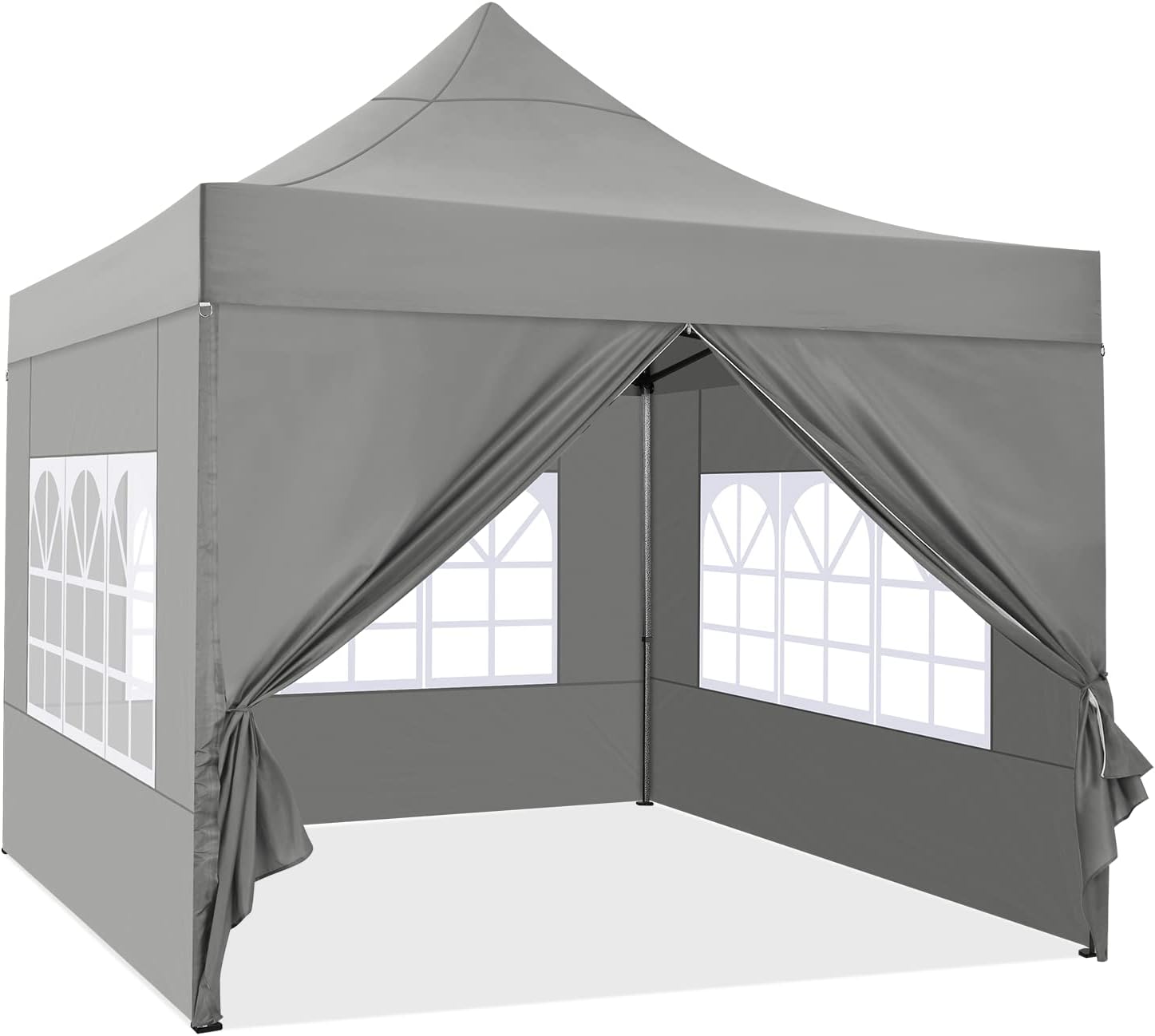 COBIZI 10x10 Pop Up Canopy Tent 10x10 Canopy with 4 Sidewalls Waterproof Heavy Duty Commercial Canopy Tent for Parties Outdoor Garden Gazebo, Carry Bag with Wheel(10x10ft, Gray)