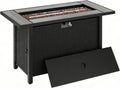 44 inch Propane Fire Pit Table, 50,000 BTU Outdoor Gas Fire Pit Table with Lid, Waterproof Cover, Rectangle Gas Firepit Table for Garden/Patio