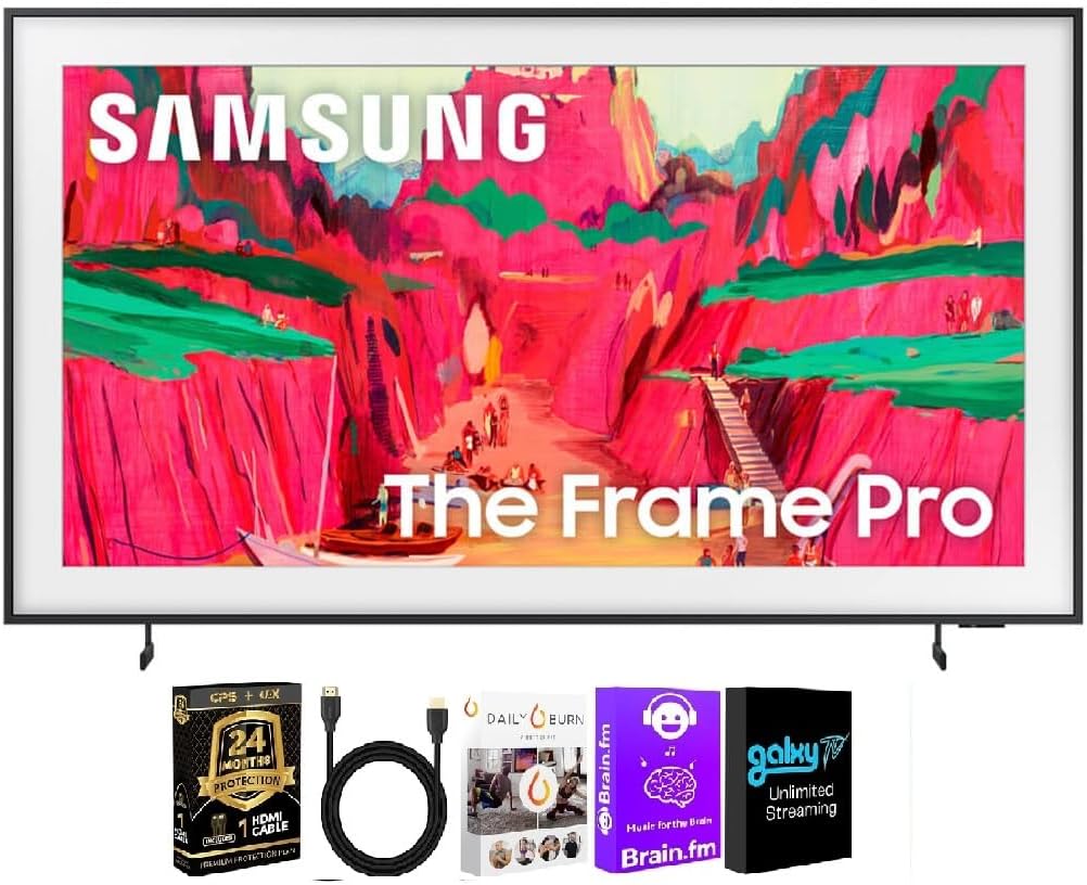 Samsung 75 Inch Class The Frame Pro 4K Neo QLED Smart TV with Art Mode, Matte Display, HDR, Dolby Atmos + HDMI Cable + Streaming Bundle + 12-Month CPS Protection
