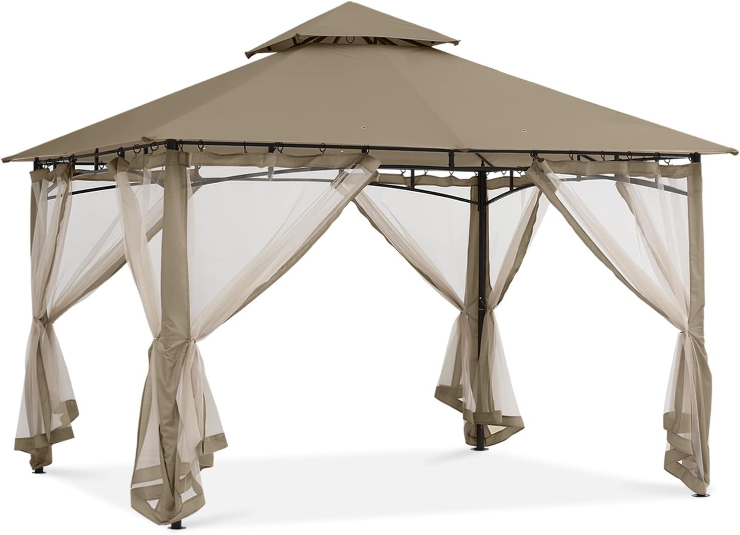 ABCCANOPY Gazebos for Patios 8x8 - Outdoor Steel Frame Gazebo with Mosquito Netting for Lawn Backyard Garden Deck (Khaki)