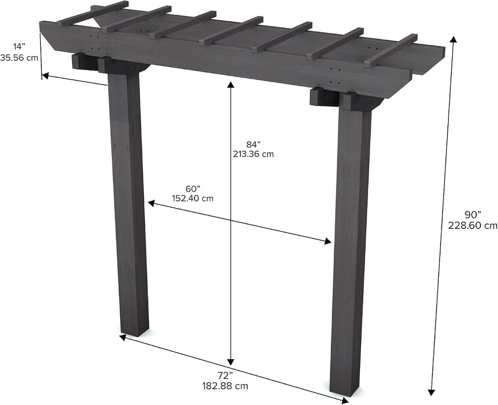 Vita Charcoal Gray Wildwood Cedar Arbor – 72' W x 90' H, Garden Arch for Climbing Plants, Wedding Ceremony & Backyard Décor, Durable Two-Post Trellis, Easy Assembly, for Parties & Celebrations