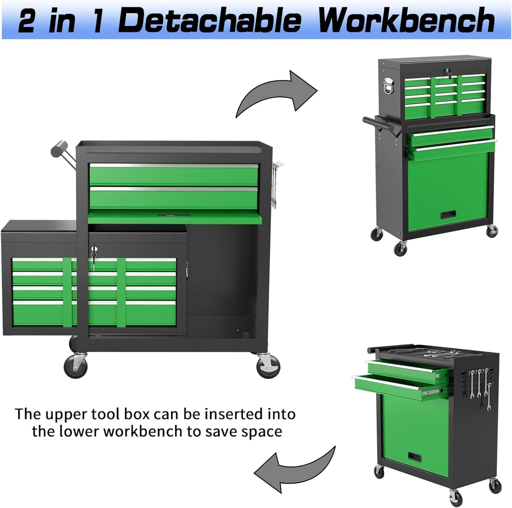 8-Drawer Rolling Tool Chest Tool Box,Removable Tool Storage Cabinet with 4 Wheels