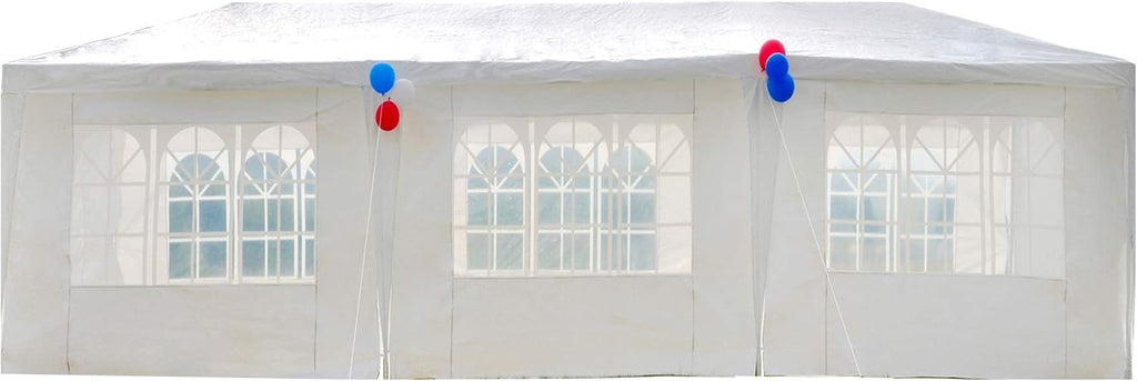 GOJOOASIS Canopy Tent Wedding Party Tent White Outdoor Gazebo (10' x 30' with 8 Walls)