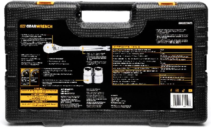 GEARWRENCH 121 Piece Mechanics Hand Tool Set - 1/4' & 3/8' Drive | 90 Tooth | SAE & Metric | GW90SCBMTS