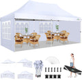 COBIZI 10x20 Pop Up Canopy with 4 Sidewalls, Conical Party Tent 10x20 with 3 Adjustable Height Waterproof, UV-Resistant with Carry Bag, Sandbag, Stake, Ropes for Parties, Commercial (Frame Upgraded)