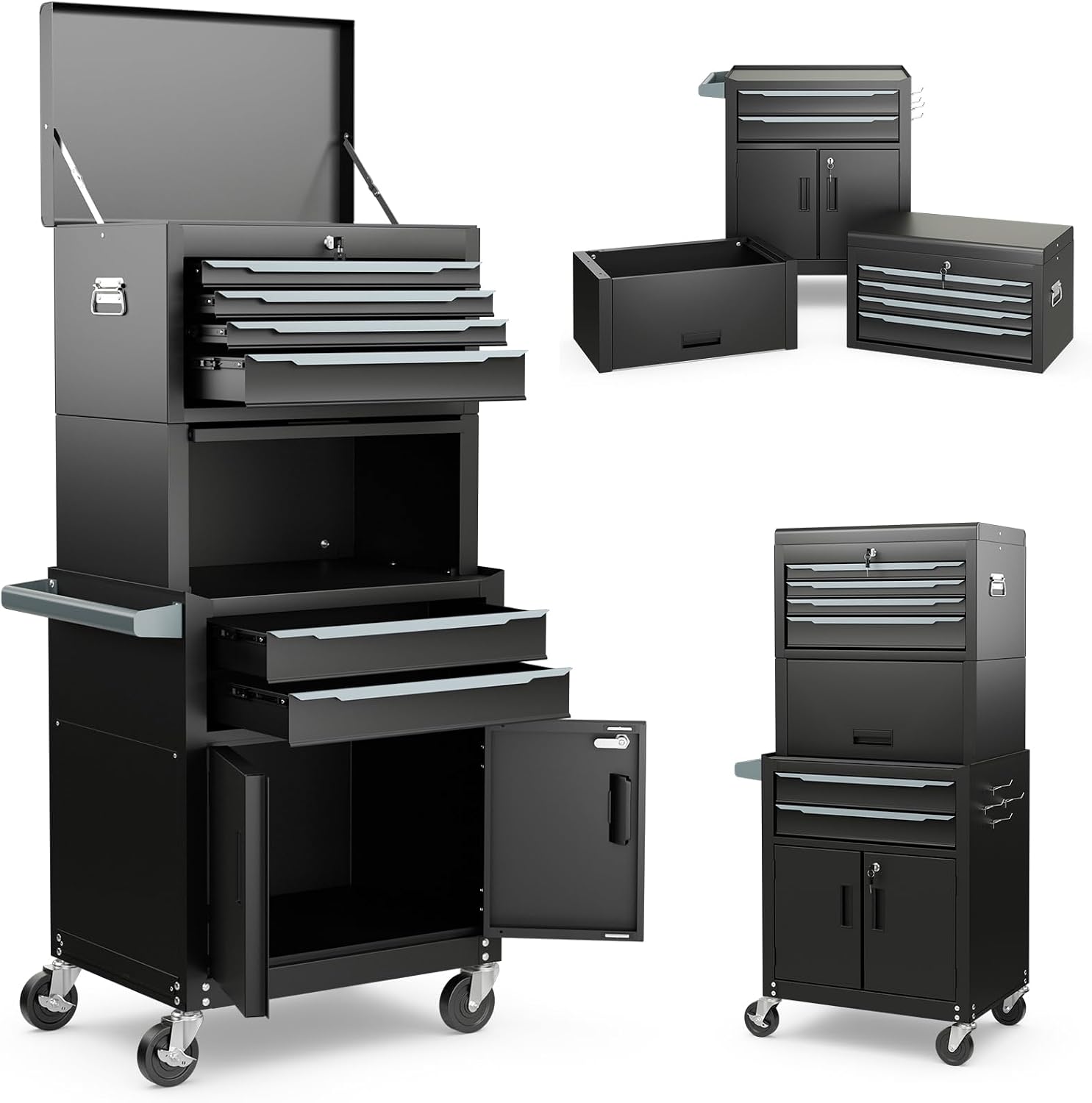 ERGOMASTER Large Rolling Tool-Chest Dentproof with 6 Drawers Heavy Duty Tool-Cabinet on Wheels Lockable and Lock System for Garage Workshop(28 x 13 x 53''-Black)
