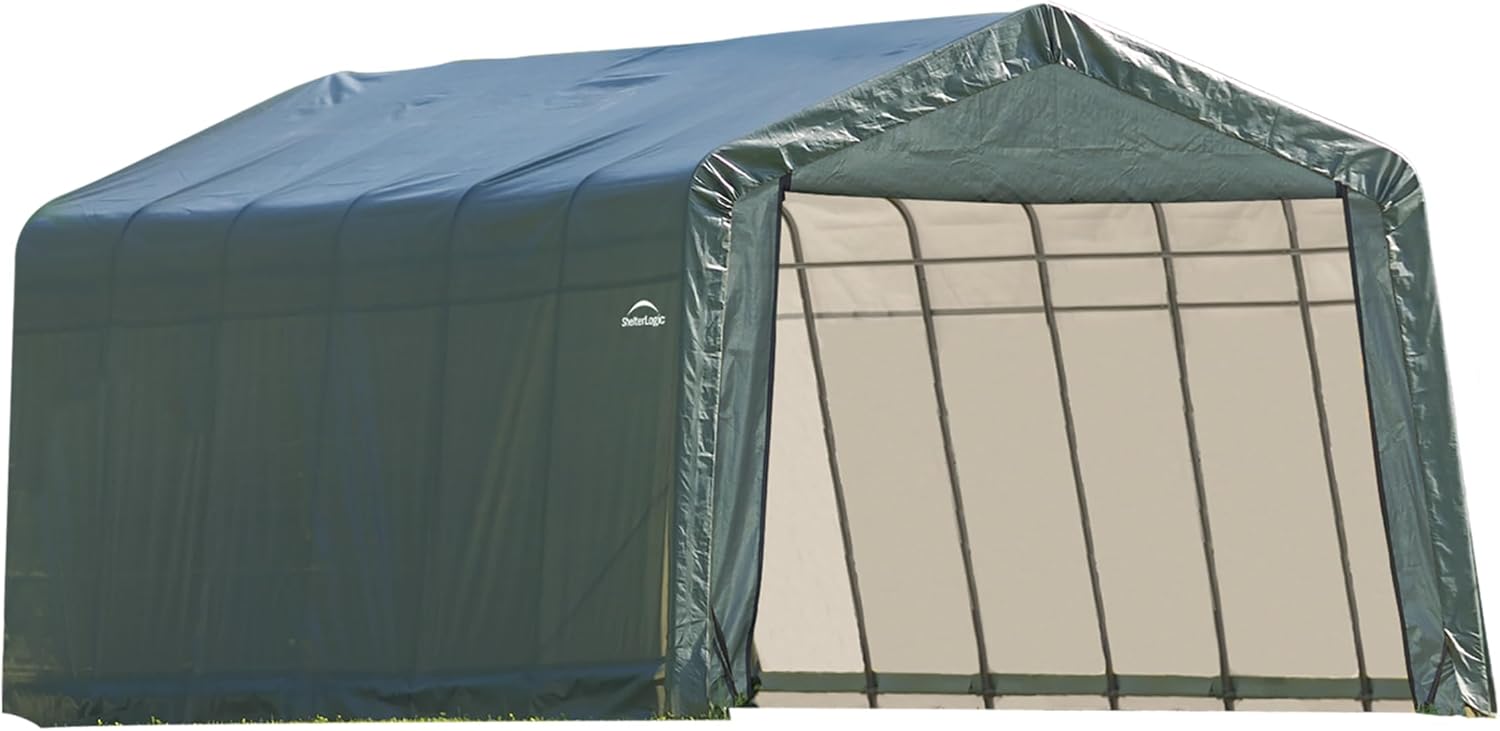 ShelterLogic 74442 Green 12'x24'x10' Peak Style Shelter