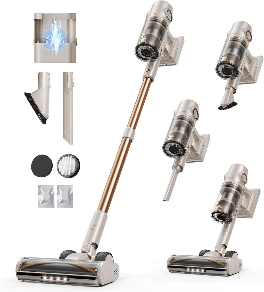 Cordless Vacuum Cleaner,80Mins/50kpa/600W Vacuum Cleaners for Home,Stick Vacuums with Self-Standing,Touch Screen,LED Headlights, Anti-Tangle,Rechargeable,Lightweight,for Carpet,Hard Floor, Pet Hair