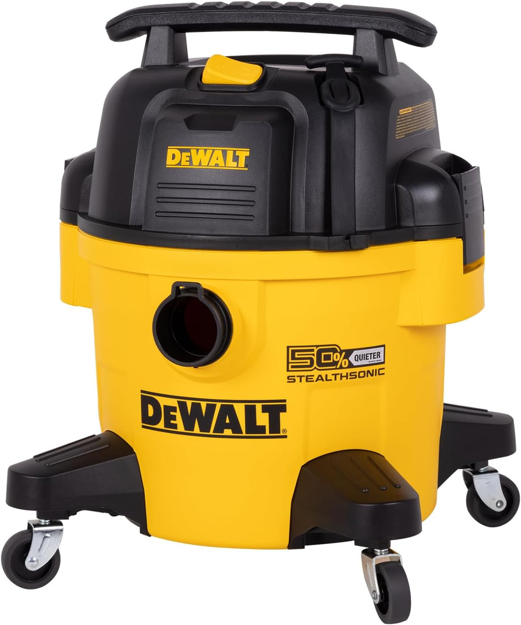 DEWALT STEALTHSONIC Wet Dry Shop Vac 6 Gallon, Shop Vacuum Wet and Dry 5 HP, Ultra Quiet Shopvac with Powerful Suction, Wet Dry Vacuum Cleaner for Home, Garage, Workshop, Jobsite, DXV06P-QT