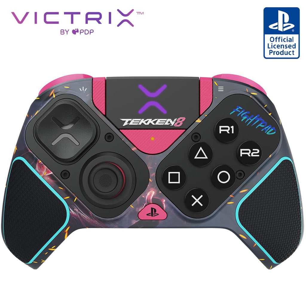 PDP Victrix Pro BFG Wireless Gaming Controller, Licensed for PlayStation, PS5/PS4/PC Gamepad, Sony 3D Audio, Modular Buttons/Triggers/Thumbstick, Customizable in App, Tekken 8 Rage Art Black/Pink/Teal
