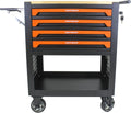 4 Drawers Tool Chest on Wheels,Tool Storage Cart with Wooden Top,Drawers Rolling Tool Box Organizer Tool Case with Lock for Garage,Warehouse,Workshop,Repair Shop (4 Drawers-35.4'H-Black&Orange)