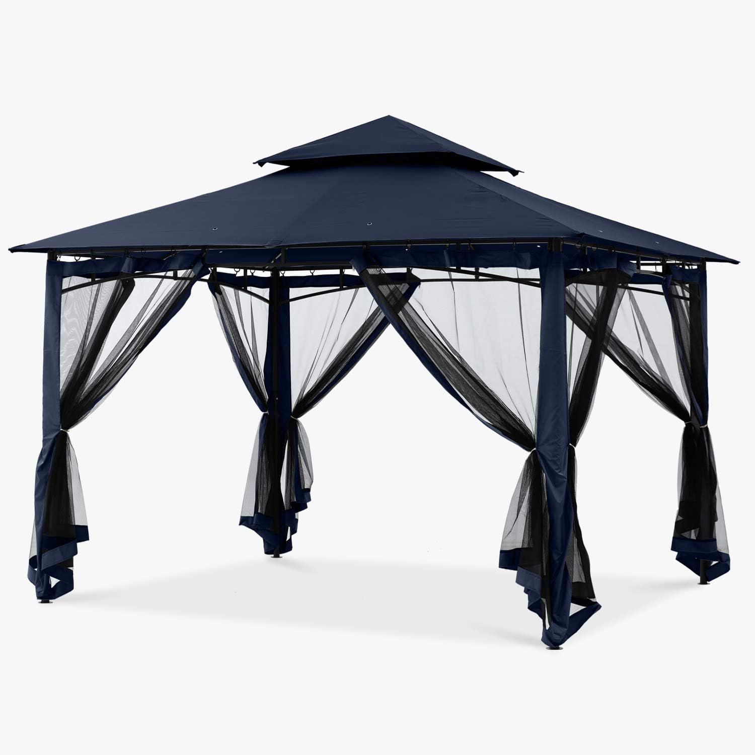 ABCCANOPY Gazebos for Patios 10x10 - Outdoor Steel Frame Gazebo with Mosquito Netting for Lawn Backyard Garden Deck (Navy Blue)