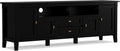 SIMPLIHOME Warm Shaker TV Stand - 72 inch Wide Solid Wood Media Console in Black, Transitional Entertainment Center for Living Room for TVs up to 80 Inches with Cabinets and Cable Management