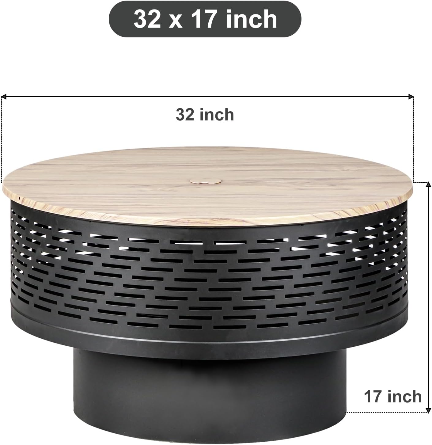 OutVue 32' Wood Burning Fire Pits with Grill & Lid, Fire Pit Table for Outside with Waterproof Cover & Fire Poker, Outdoor Firepit with Functions for BBQ,Table and Bonfire