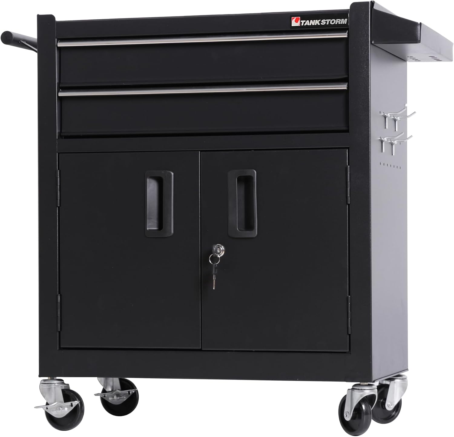 Tool Chest Heavy Duty Cart Steel Rolling Tool Box with Lockable Doors (TZ12 Black)