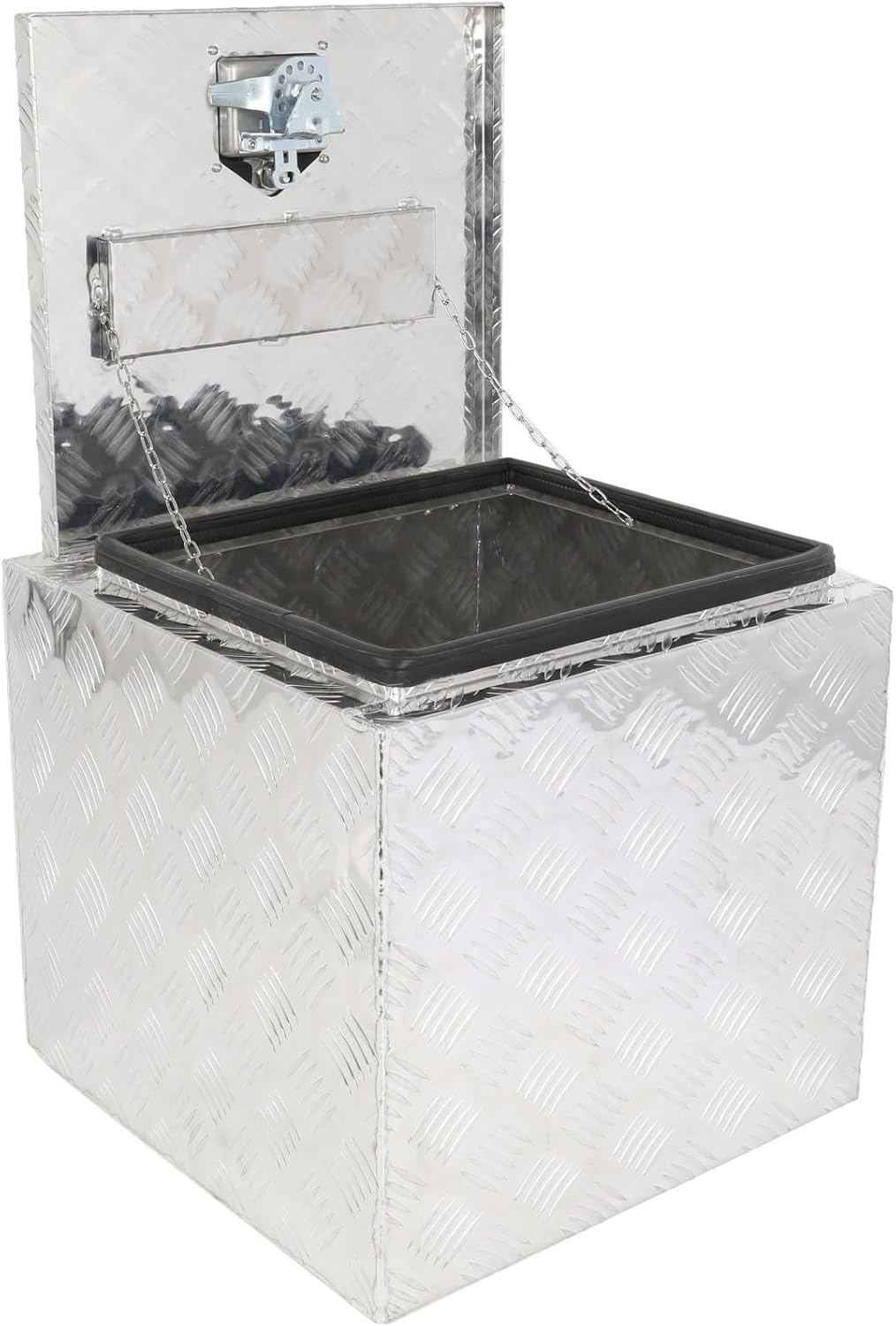 SCITOO 18 Inch Diamond Plate Truck Bed Tool Box,Heavy Duty Aluminum Crossover Storage for Most Full Size Pickups,Lockable Weatherproof Chest,Fits 18' Truck Beds,Easy Access to Load and Unload