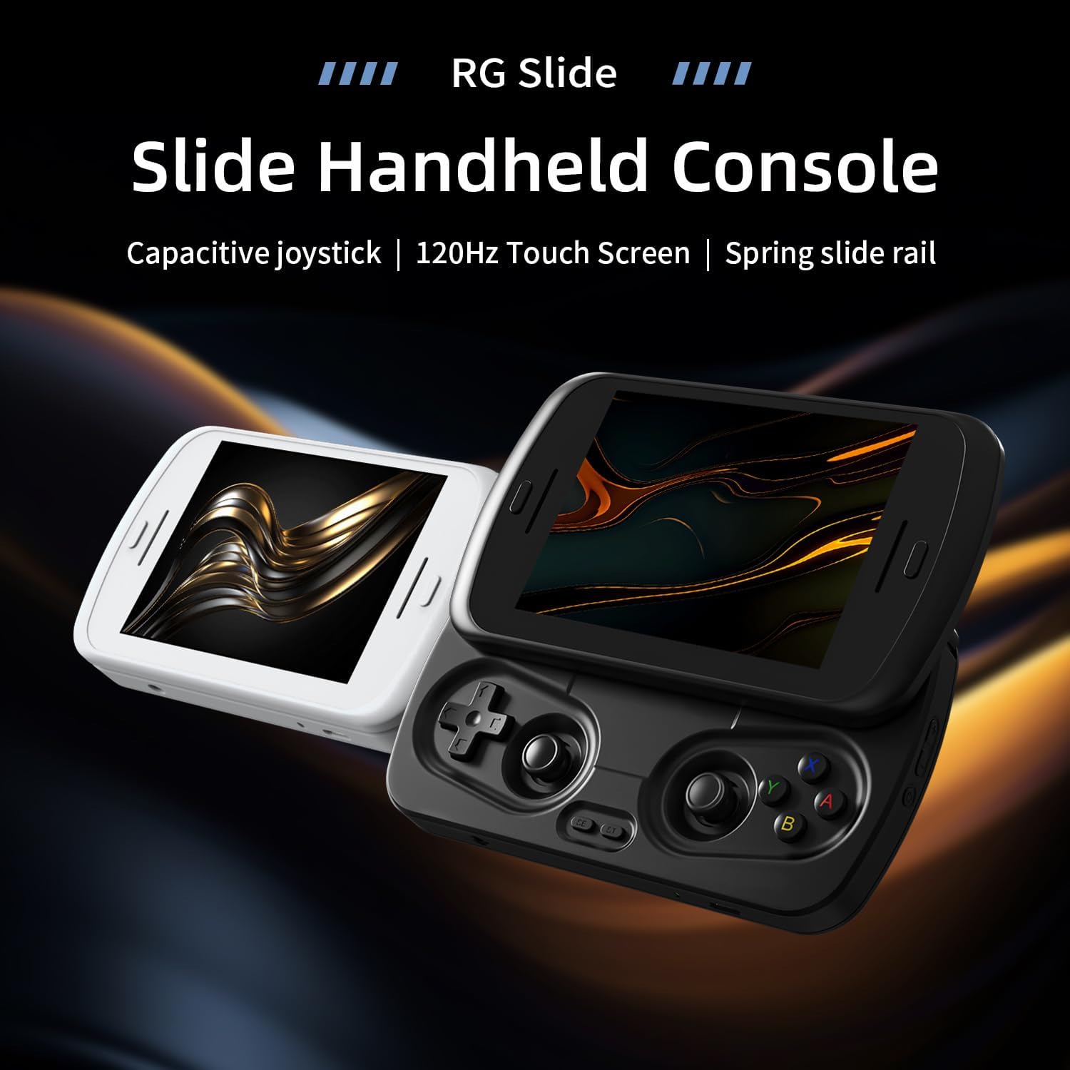 Anbernic RG Slide Handheld Game Console RG Slide 4.7-inch LTPS In-Cell Screen No Card Retro Game Console Unisoc T820 Portable Arcade Video Gaming Console Support AI WiFi Bluetooth HD and TV Output Black