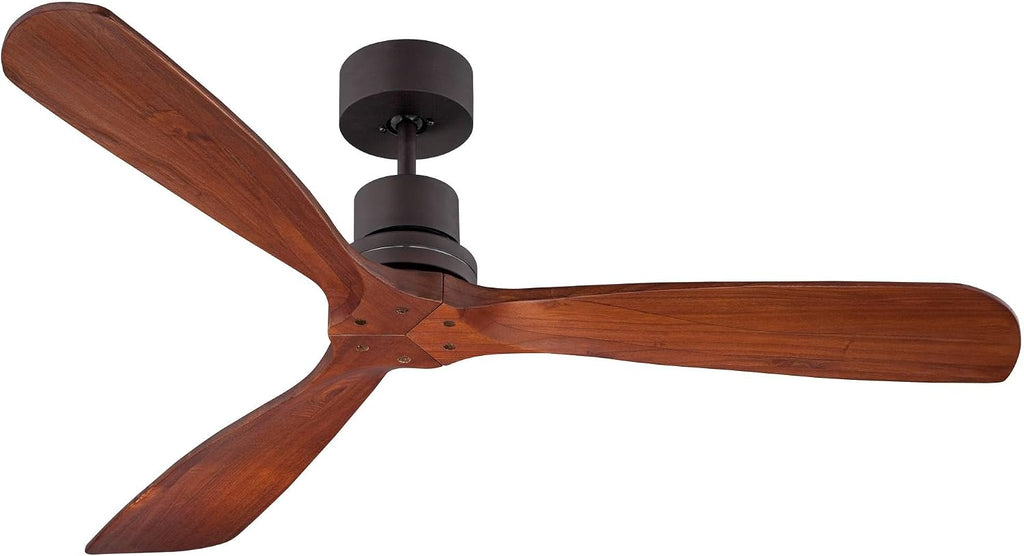 Casa Vieja 52' Delta-Wing DC Rustic Farmhouse 3 Blade Indoor Outdoor Ceiling Fan with Remote Oil Rubbed Bronze Walnut Solid Wood Damp Rated for Cottage Core Patio Exterior House Home Porch Garage
