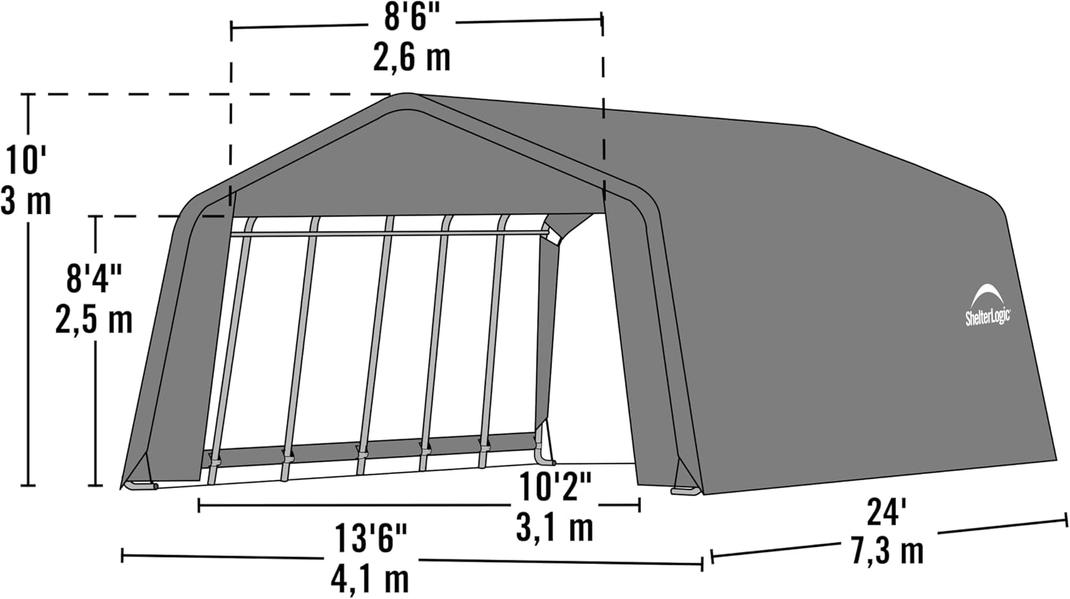 ShelterLogic 74442 Green 12'x24'x10' Peak Style Shelter