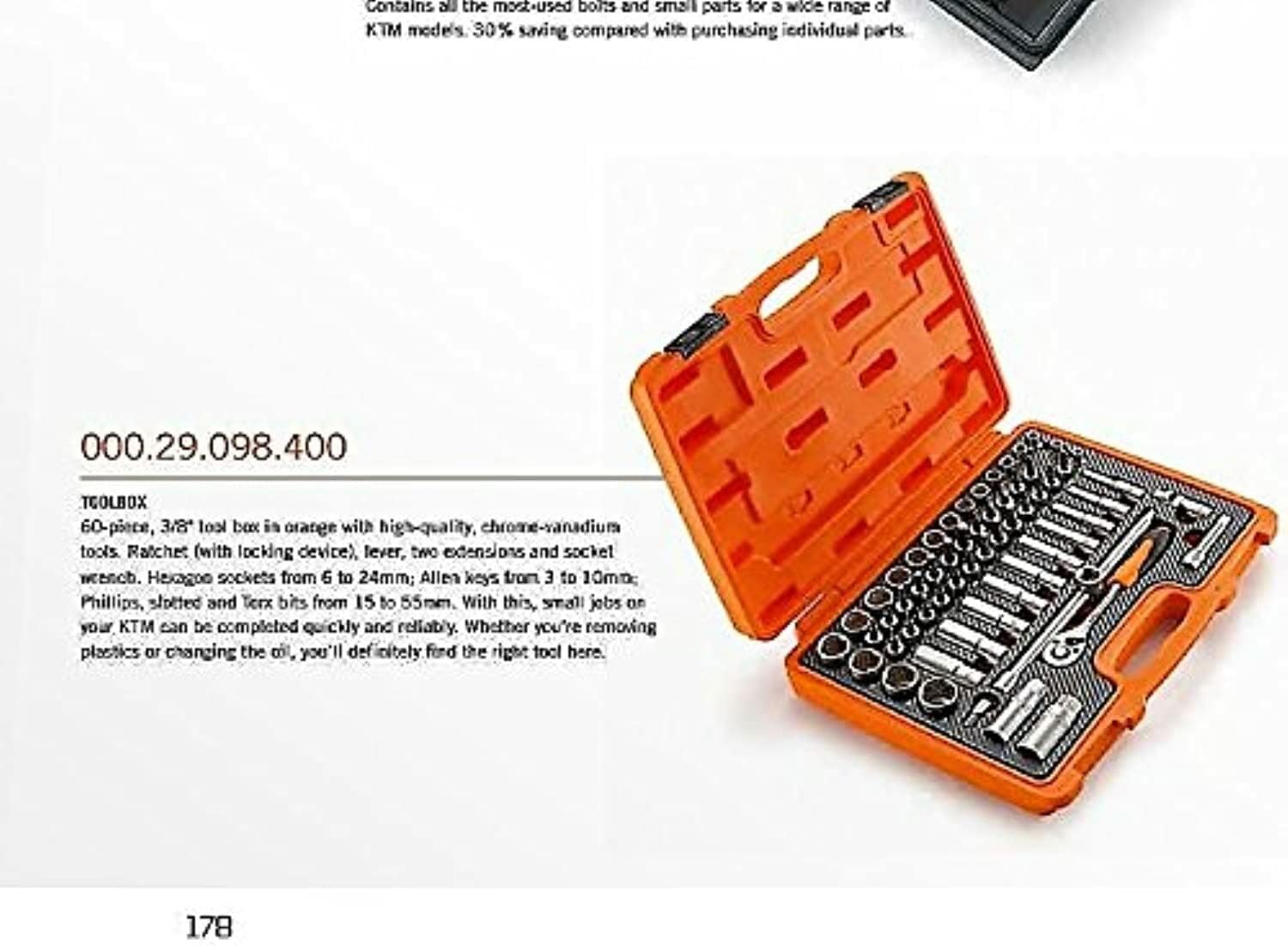 NEW KTM 60 PIECE 3/8' TOOL BOX SET KIT SX EXC XC SXF SR JR 00029098100
