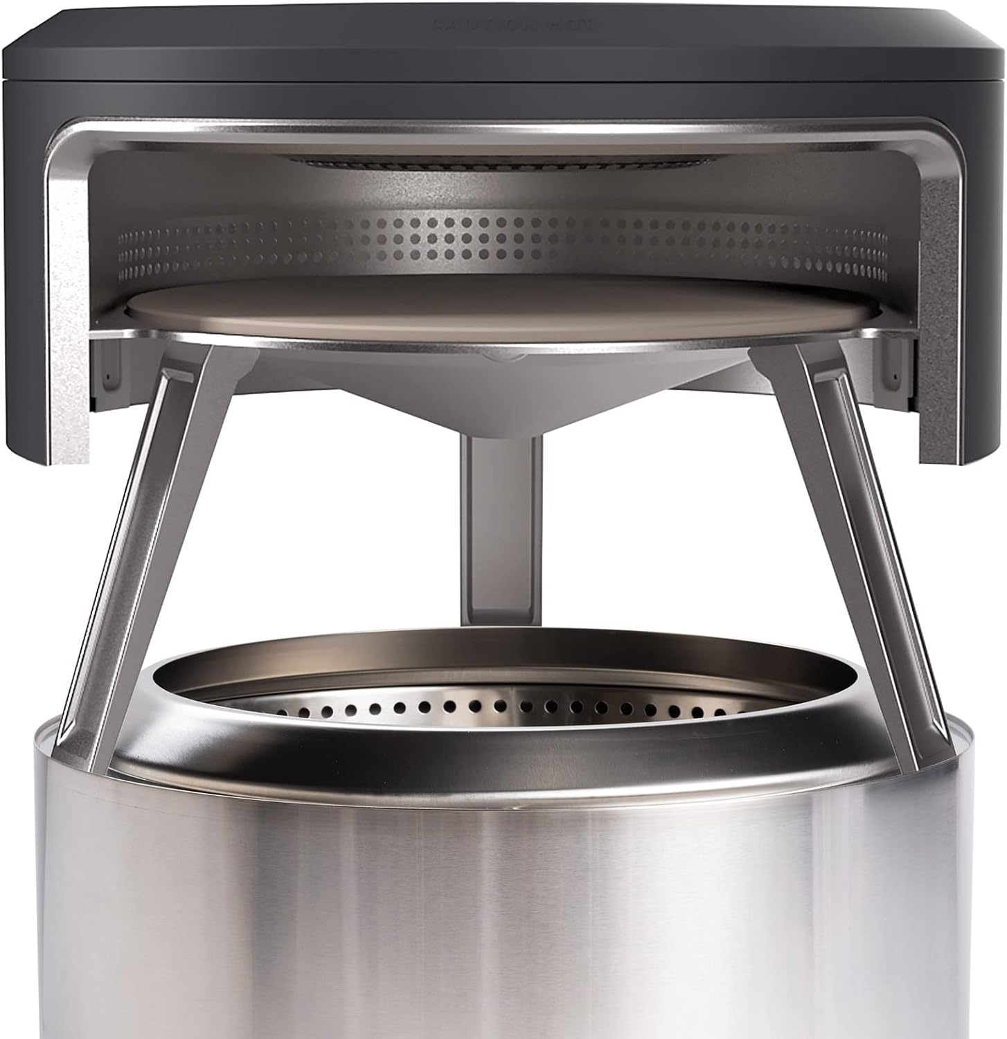 Solo Stove Yukon Pi Fire | Pizza Oven Accessory for Yukon Fire Pit, Incl. Carry Case & Cordierite Pizza Stone, Wood Burning Assembly, Stainless Steel, (H x Dia): 19.1 x 26.5 in