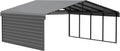 Arrow Carports Galvanized Steel Carport, with 1-Sided Enclosure, Compact Car Metal Carport Kit, 20' x 20' x 9', Charcoal