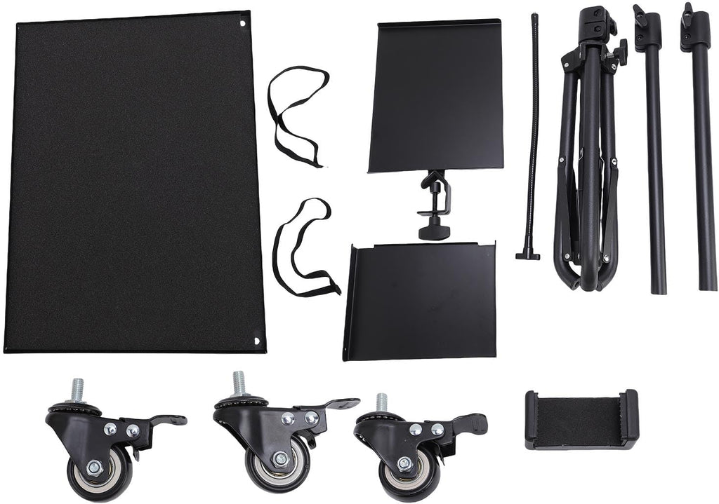 POCREATION Alloy Projector Stand, Adjustable Height with Wheels and Brake Switches, Portable Tripod Stand for Gaming Consoles Home Visual Equipment Projectors