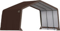 ShelterLogic 12' x 12' x 8' 3-in-1 Outdoor Loafing Shed Animal Shelter with Waterproof Cover, All-Weather Outdoor Storage Shed for Animals, Agriculture, and Farm Equipment, Brown