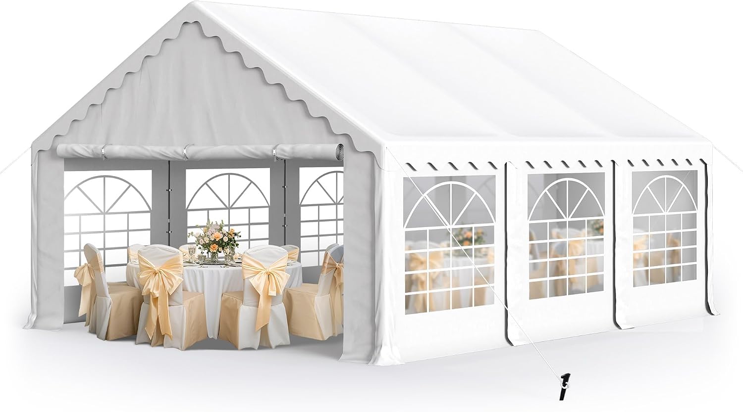 MFSTUDIO 16'x20' Party Tent, Outdoor Heavy Duty Party Tents with Removable Sidewalls, Large Canopy Tent Shelter for Outdoor Events Wedding Birthday, White