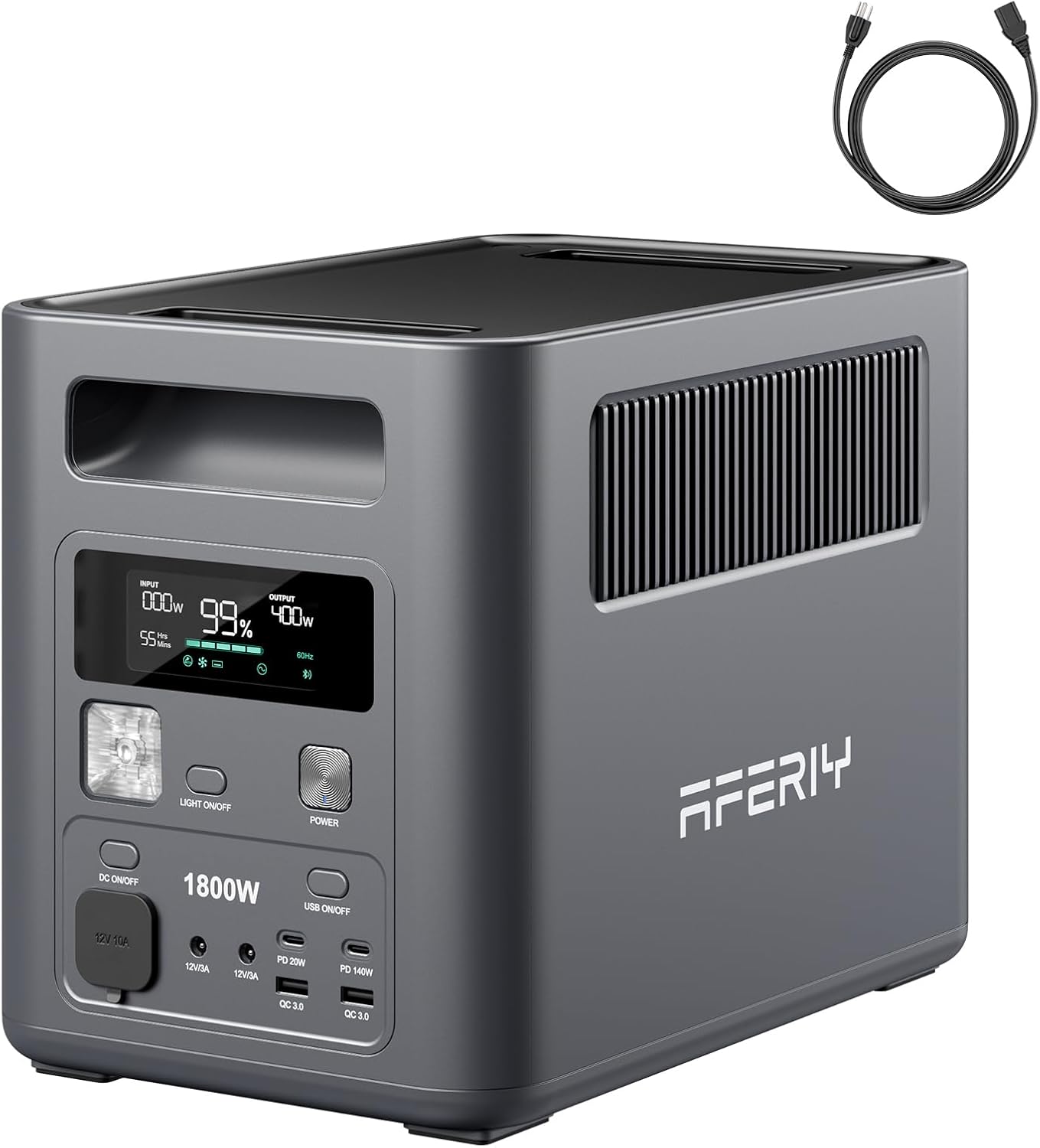 AFERIY Portable Power Station, 1024Wh LiFePO4 Solar Generator, 1800W(Peak 3600W) AC Output, Compact Lightweight Design, Fast Recharge for Home, Camping, RV, Outdoor Emergencies (Solar Panel Optional)