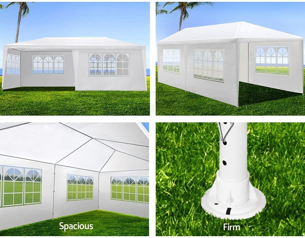 10'X20' Outdoor Party Tent, Wedding Canopy Tent with 6 Removable Sidewalls, Waterproof Gazebo Shelter for Parties BBQ Events, White