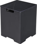 AMS Fireplace |Elementi Propane Tank Cover (Square Black Marble) | Marble porcelain top with GFRC base, Black Color, Square Shape, Size - 15.9 × 15.9 × 20.5 inches | Suited for Sofia Fire Pit Table
