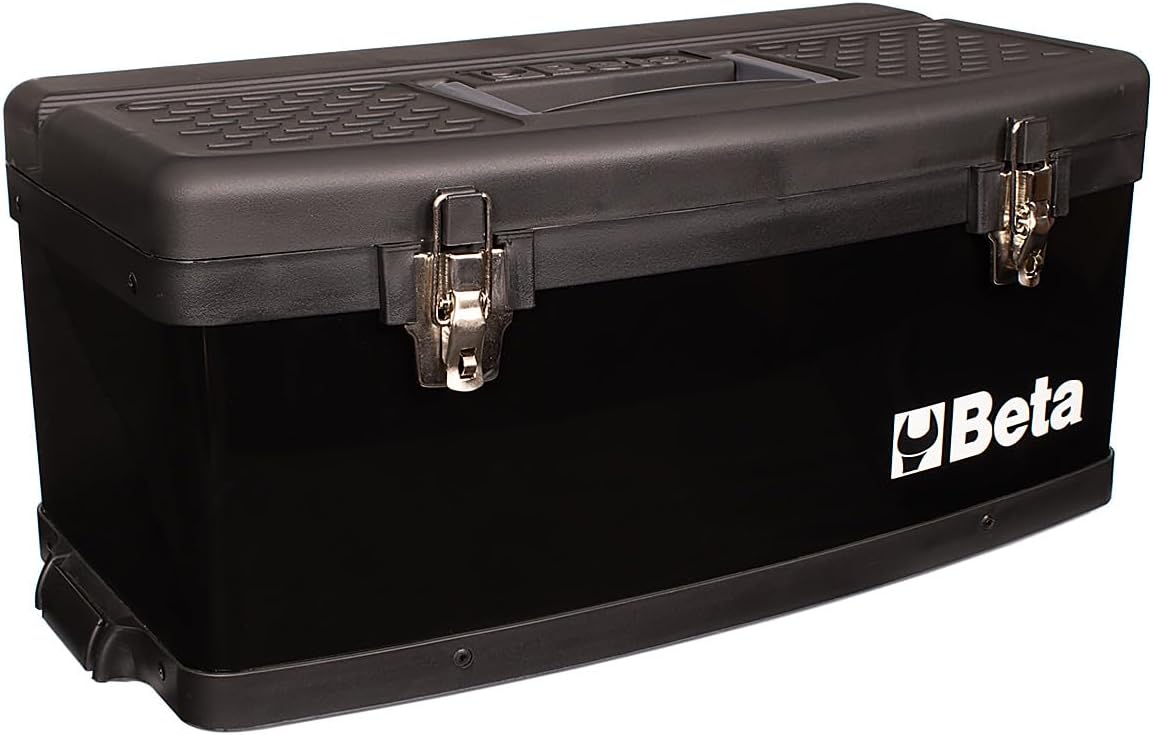 Beta C41H Two-Module Rolling Metal Tool Chest, Detachable Metal Tool Box, Telescopic Handles, Black