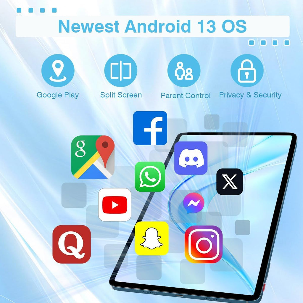 Android Tablet with SIM Card Slot Unlocked, 12 Inch Large Screen 4G LTE Cellular Tablet with Android 13 16GB(8+8 Virtual) RAM 256GB ROM GPS WiFi BT 8000Mah 2K Display for Adults Kids