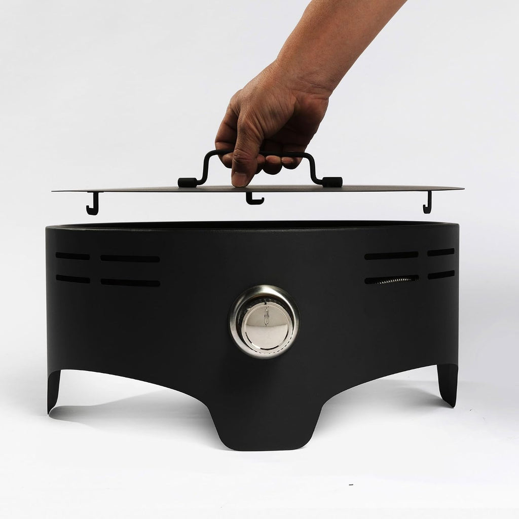 15' Outdoor Propane Tabletop Gas Fire,40000 BTU Round Steel Fire Pit for Outdoor Living Room Garden Balcony,Black