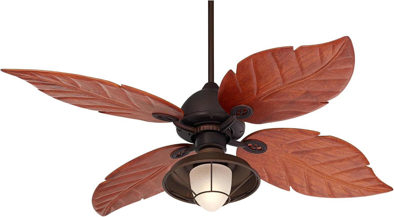 Casa Vieja 60' Casa Oak Creek Tropical Outdoor Ceiling Fan with LED Light Oil Rubbed Bronze Walnut Solid Wood Blade Frosted Glass Bowl Damp Rated for Cottage Core Patio Exterior House Porch Barn