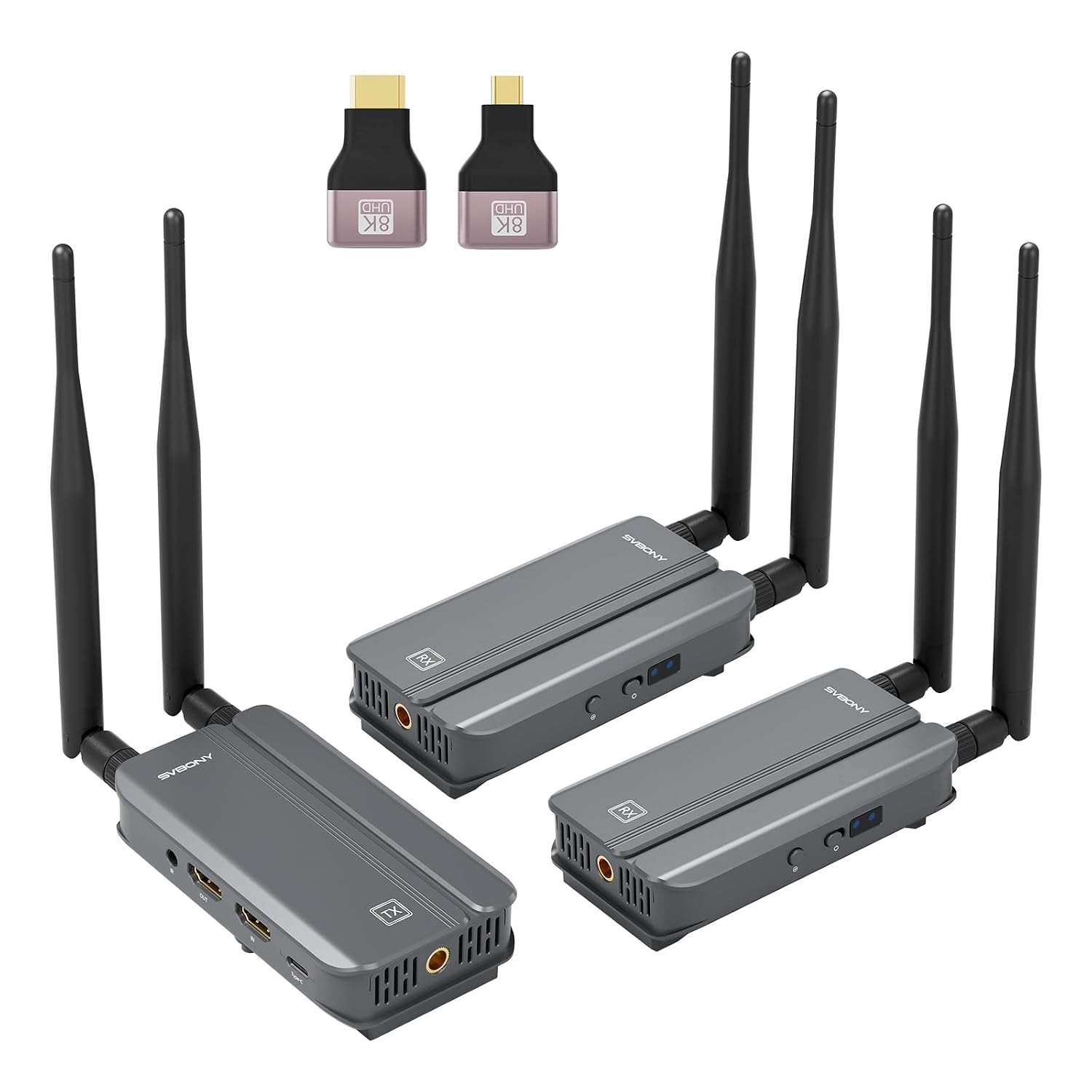 Wireless HDMI Transmitter and 2 Receiver,1080P60fps Wireless Hdmi Extender 328FT with IR, 9 Channels Auto-Tuning, Plug & Play for Gaming/Streaming from STB, PC, DVD to TV, Monitor