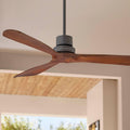 Casa Vieja 52' Delta-Wing DC Rustic Farmhouse 3 Blade Indoor Outdoor Ceiling Fan with Remote Oil Rubbed Bronze Walnut Solid Wood Damp Rated for Cottage Core Patio Exterior House Home Porch Garage