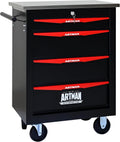 4-Drawer Rolling Tool Chest with Stainless Steel Countertop,Tool Chest with Secure Locking System,Mobile Storage Tool Cabinet with 360°Wheels and Padded Feet,for Home,Garage (Black+Red)