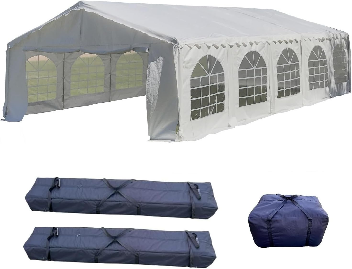 DELTA 32'x16' Budget PE Party Tent - B Model, Free (2) Long Storage Bags, Tents for Parties Large Commercial Canopy Wedding Event Tents with Removable Sidewalls for Patio Outdoor Events