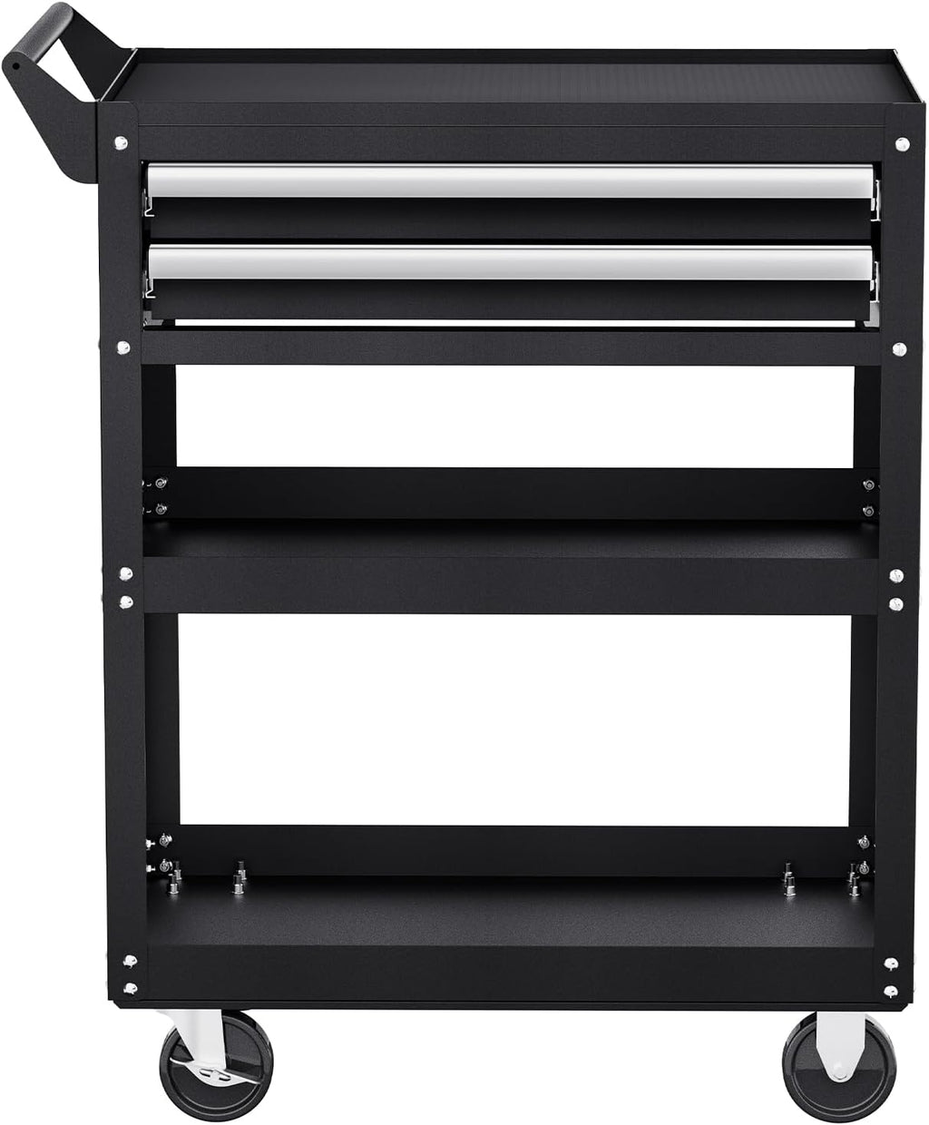 VEVOR 5-Tier Tool Cart with Wheels, 400 lbs Load Capacity, Rolling Work Cart with 2 Drawers & Pegboard, Mechanic Tool Storage Organizer with Locking System for Garage, Warehouse and Repair Shop, Black